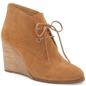 NEW Lucky Brand Shiijo Brown Lace Up Chic Ankle Boots Wedges 11